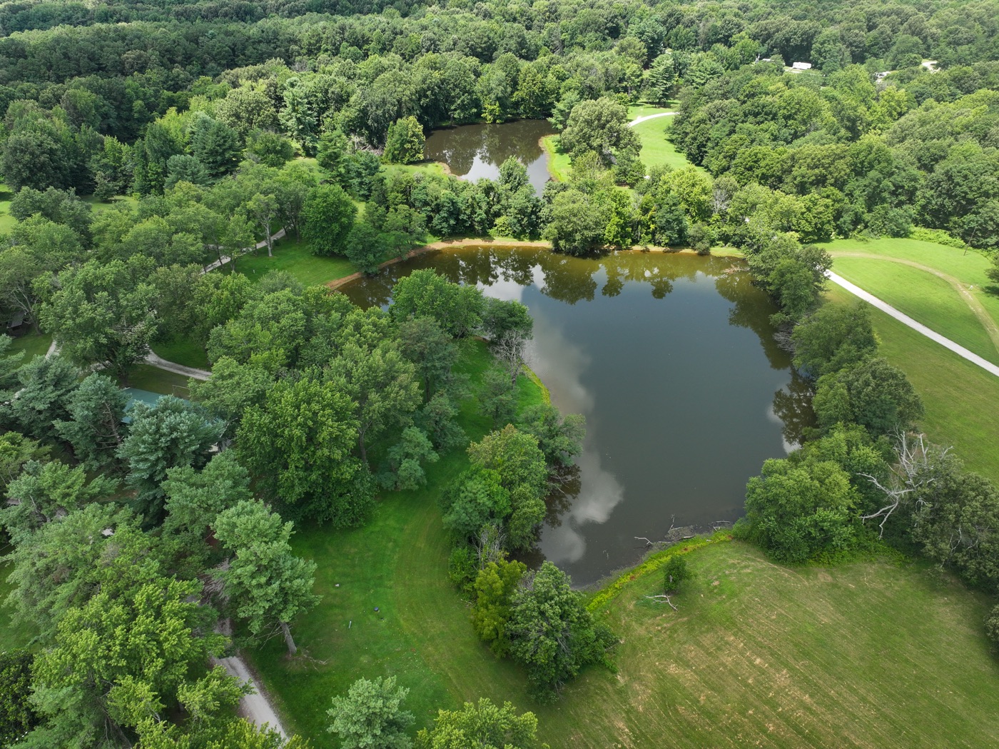 Aerial view of the fishing pond