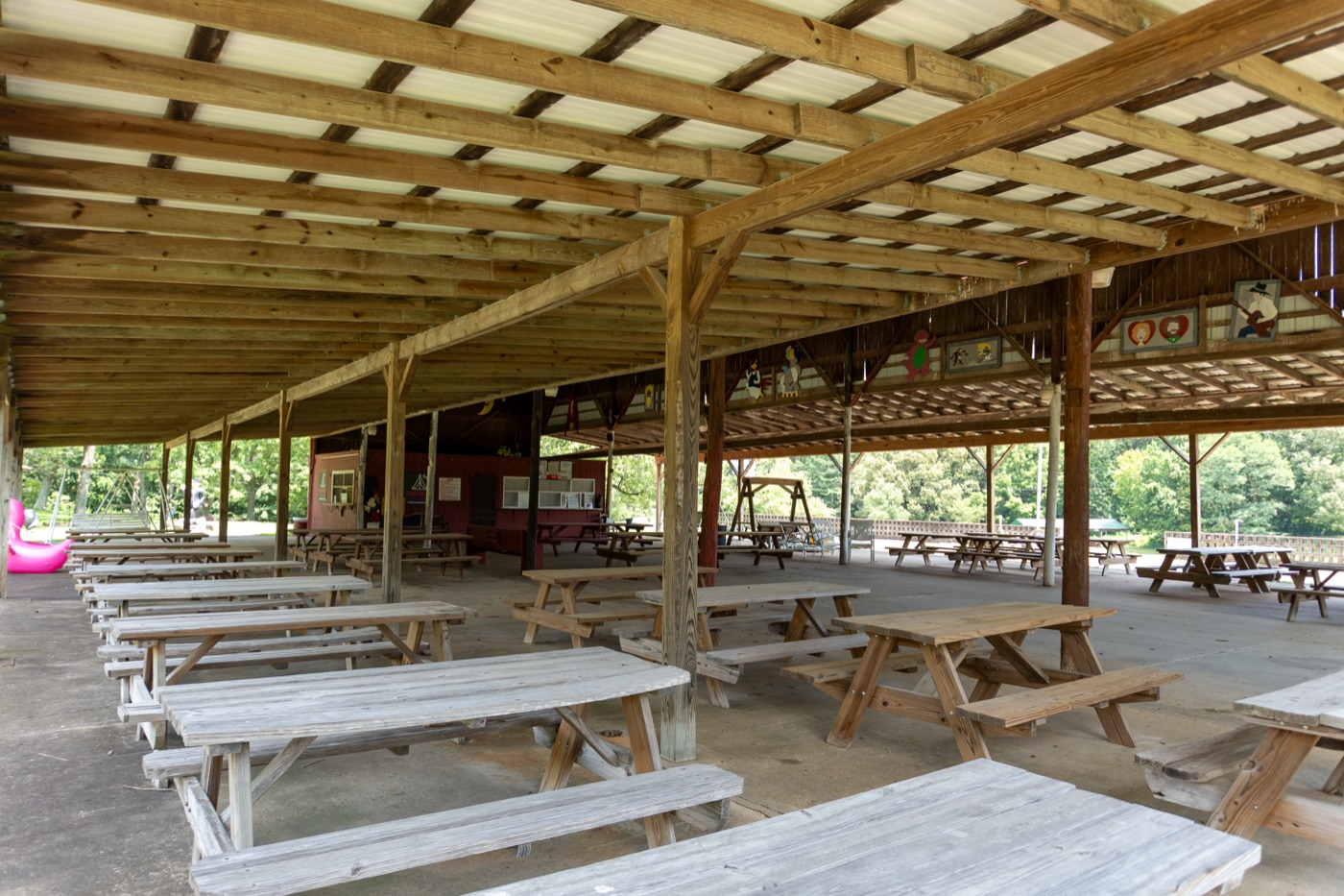 Inside the picnic shelter
