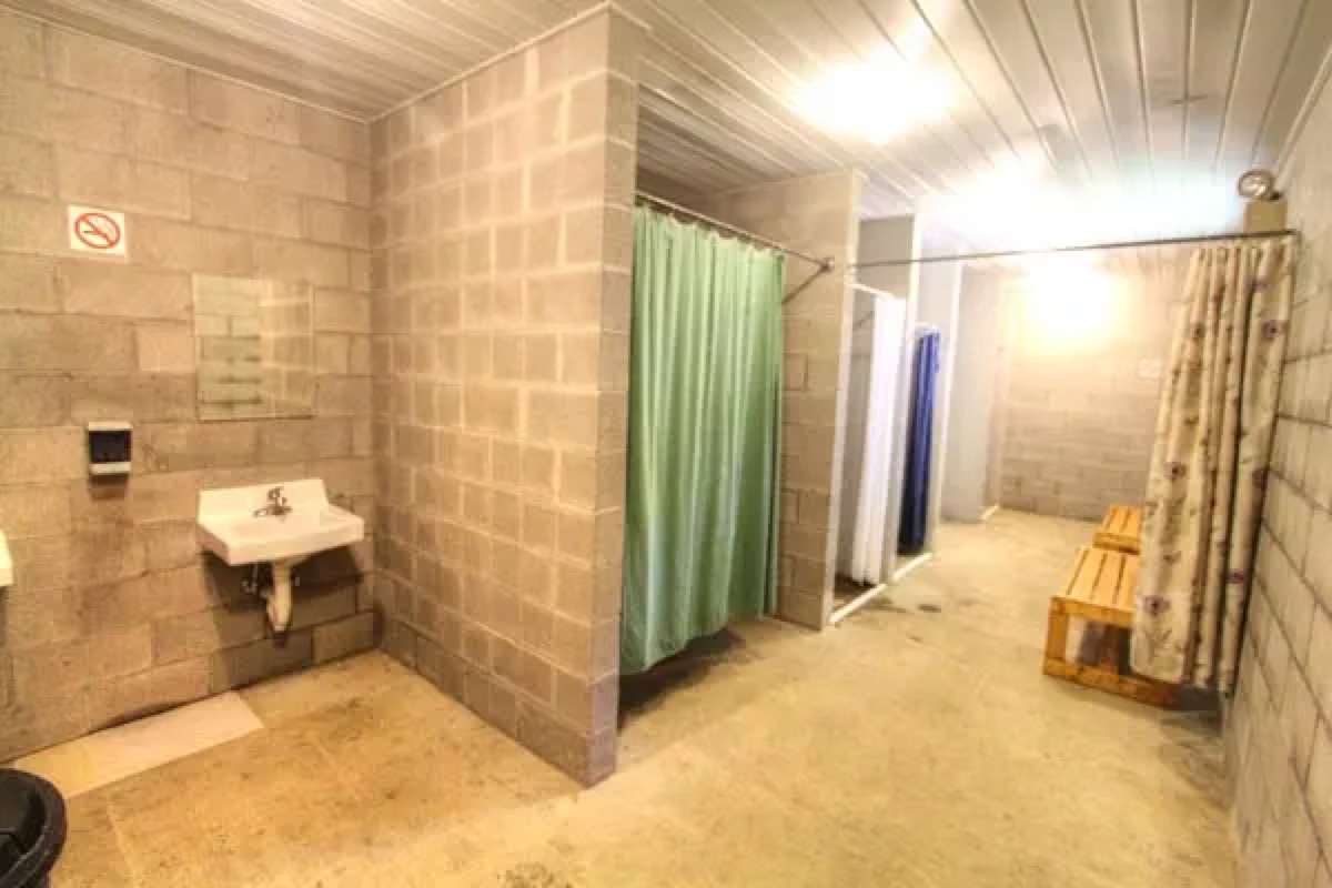 Inside the showerhouse